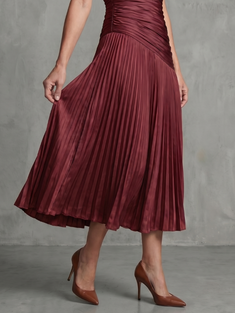 Brianna™ | Tummy-Flattering Pleated Midi Dress