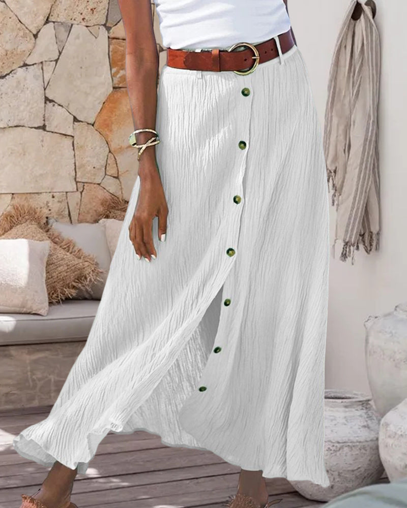 Syndy - Flowing Skirt with Buttons