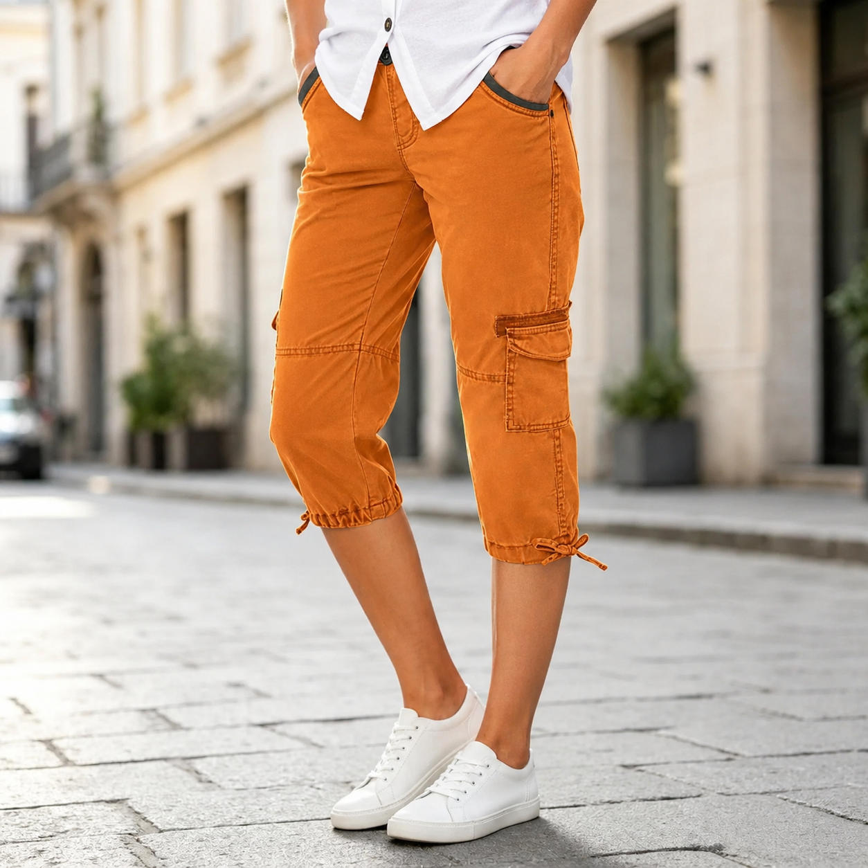 Lily™ | High-Waisted Tummy-Flattering Cargo Capri Pants