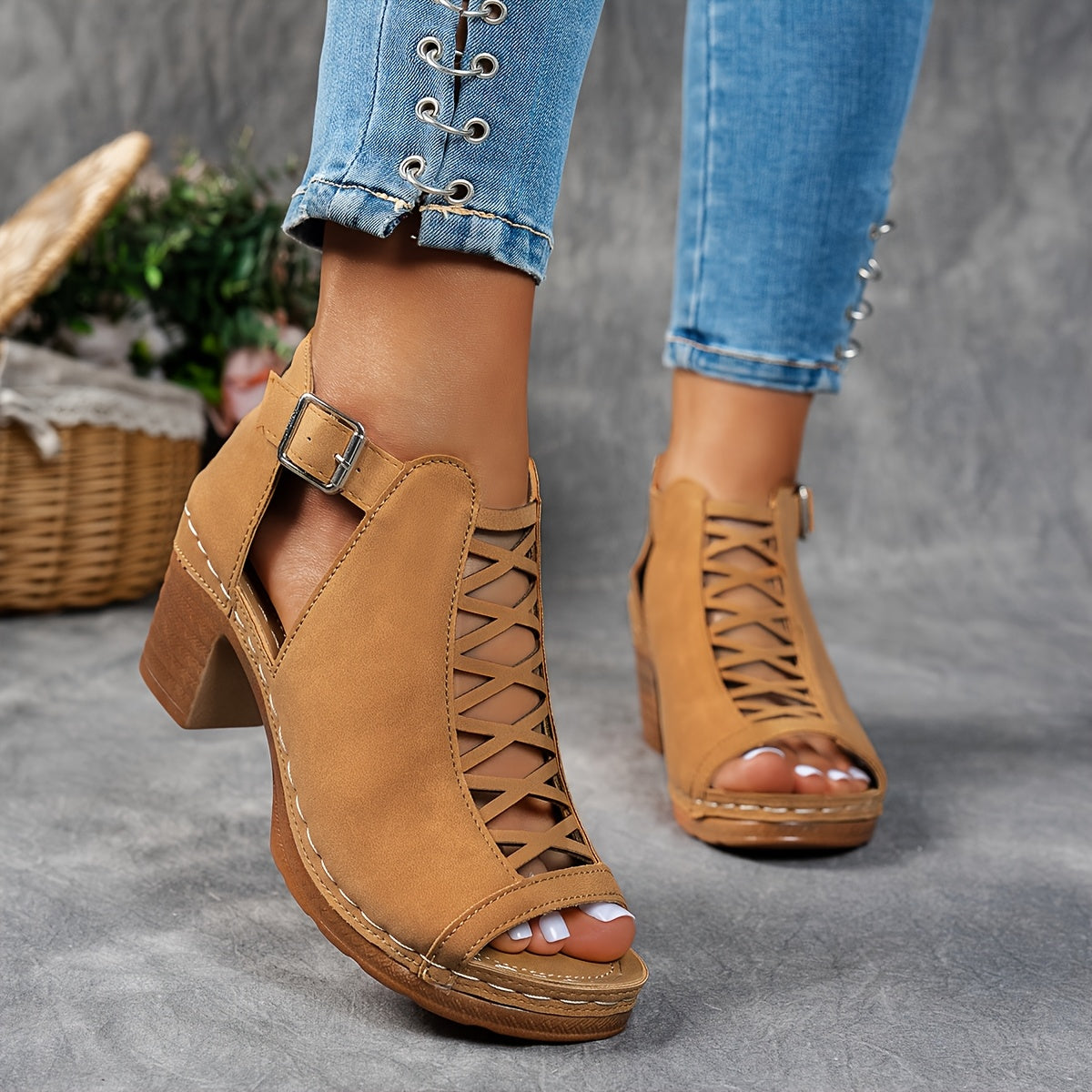 Selin | Woven Heeled Sandals