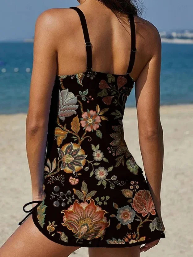 Fiesta – Graphic Floral Tankini with Shorts, Flat Tummy Effect
