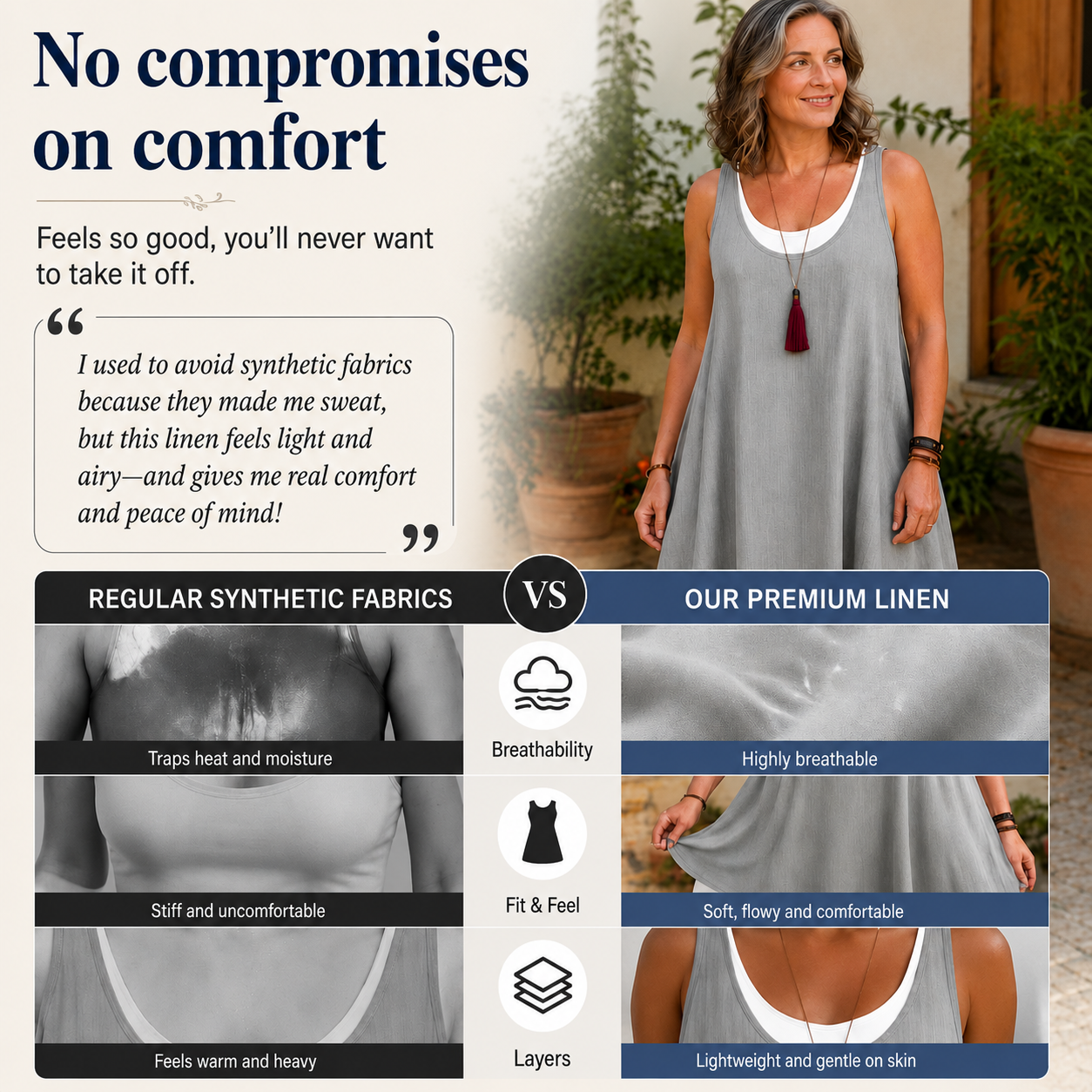 Hazel™ | Sleeveless Tummy-Flattering Midi Dress with Pockets