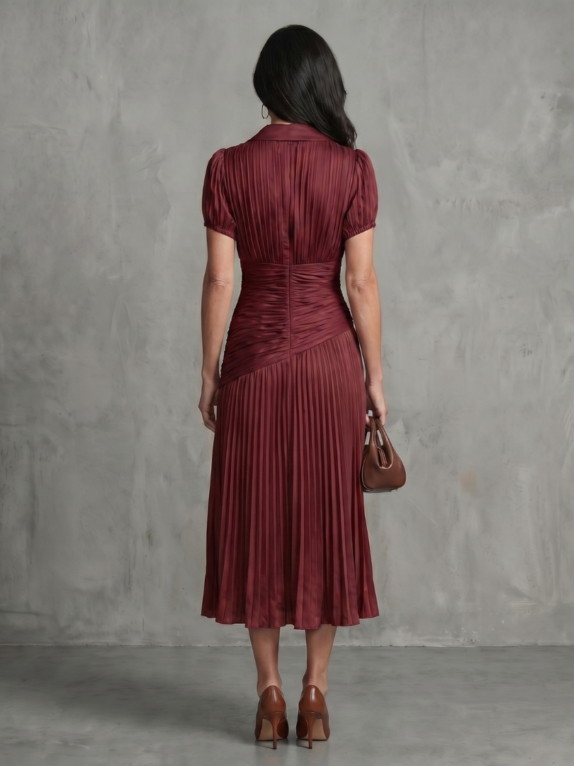 Brianna™ | Tummy-Flattering Pleated Midi Dress