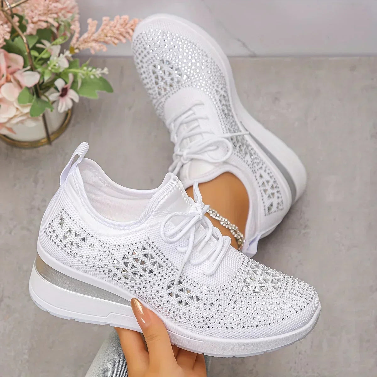 Leah™ | Orthopedic Wedge Sneakers with Rhinestones 3