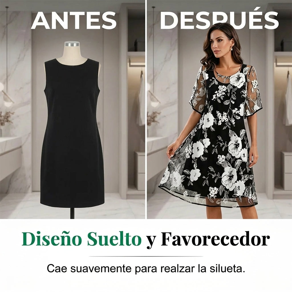Elisa - Elegant Floral Chiffon Dress