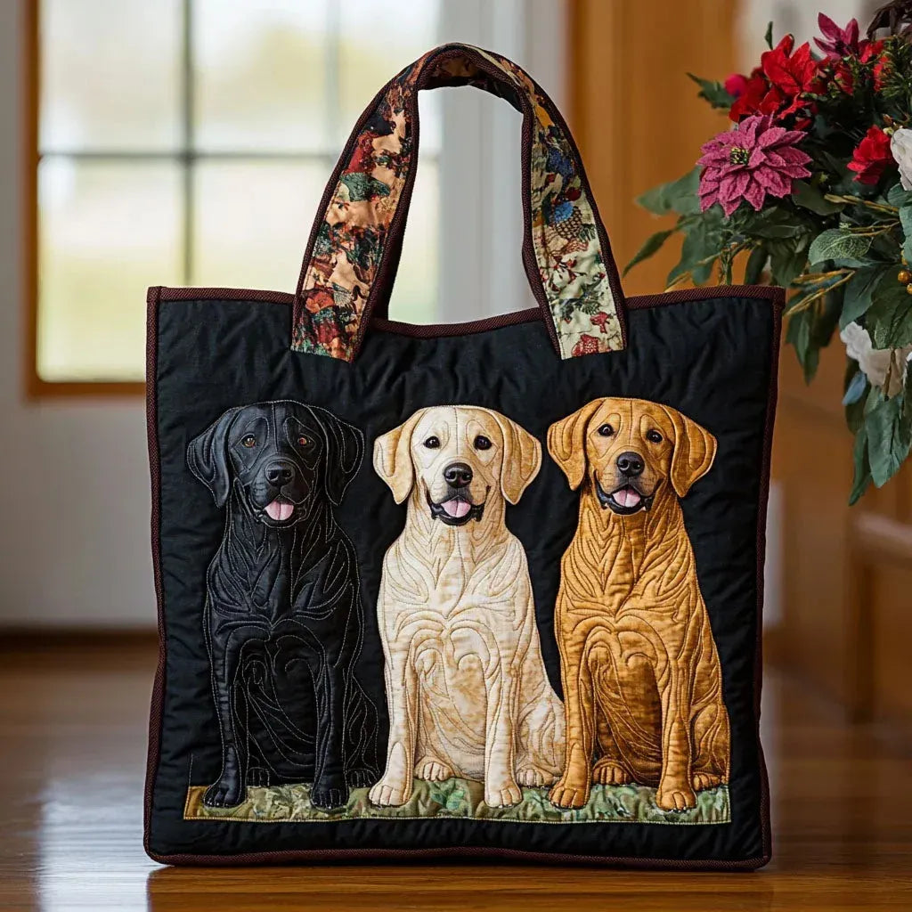 Handmade Tote Bag with Three Labradors