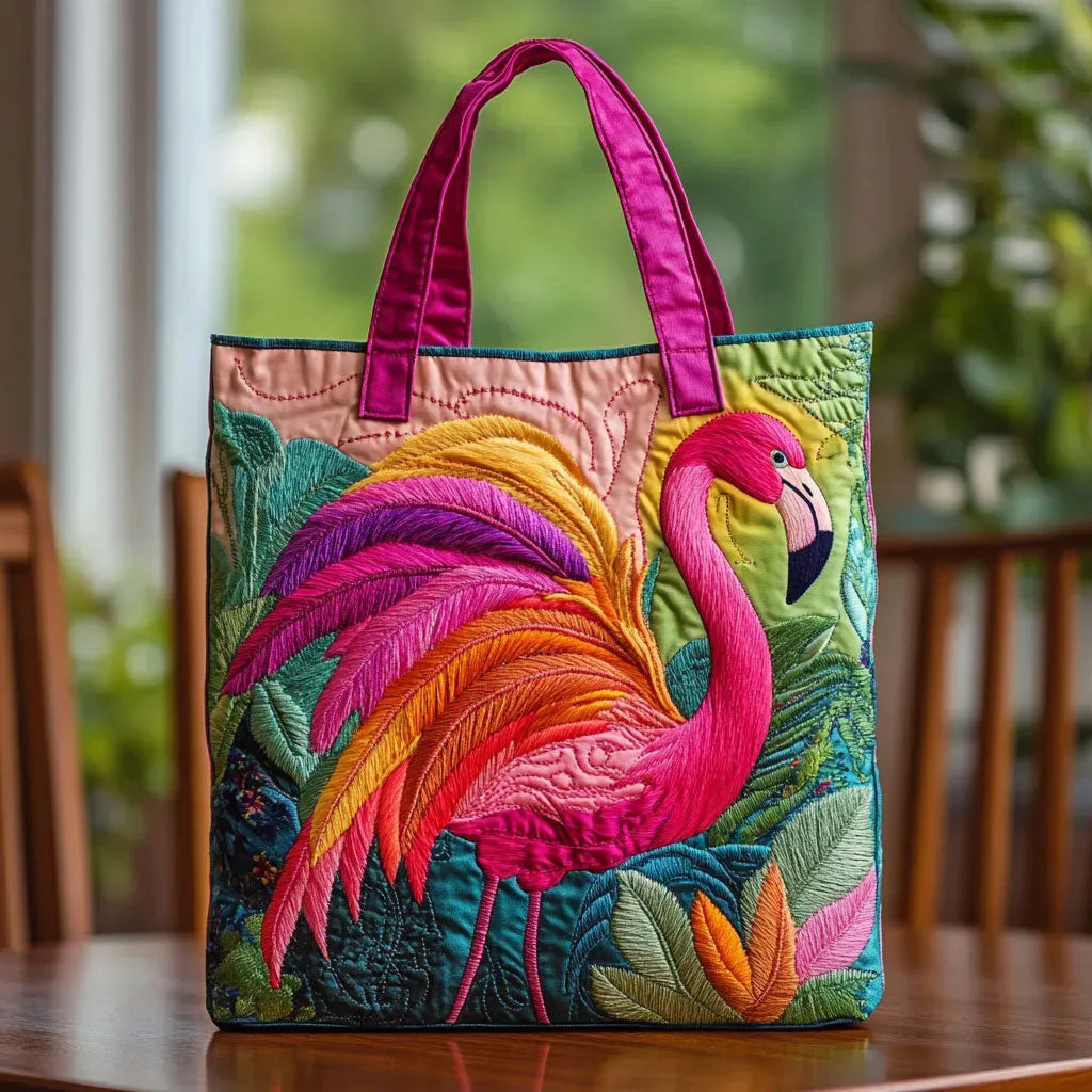 Padded Shoulder Bag with Flamingo