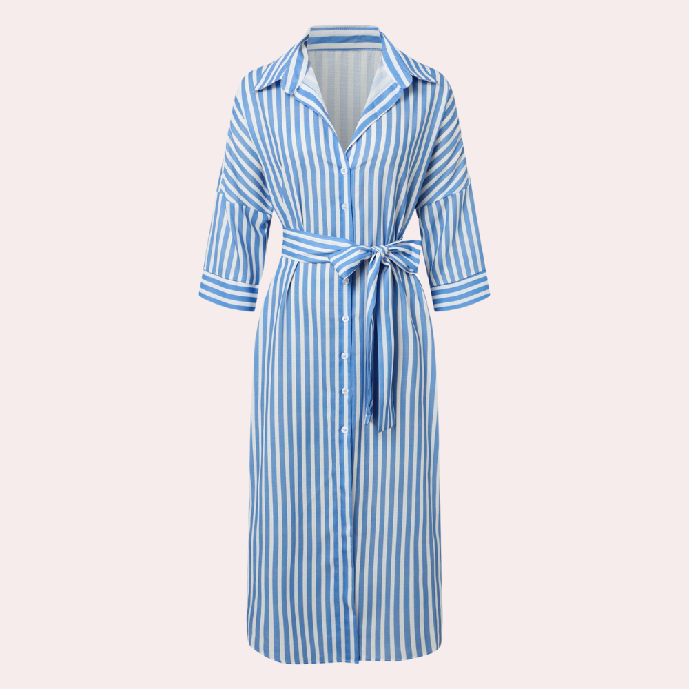 Noa™ | Casual Striped Midi Shirt Dress
