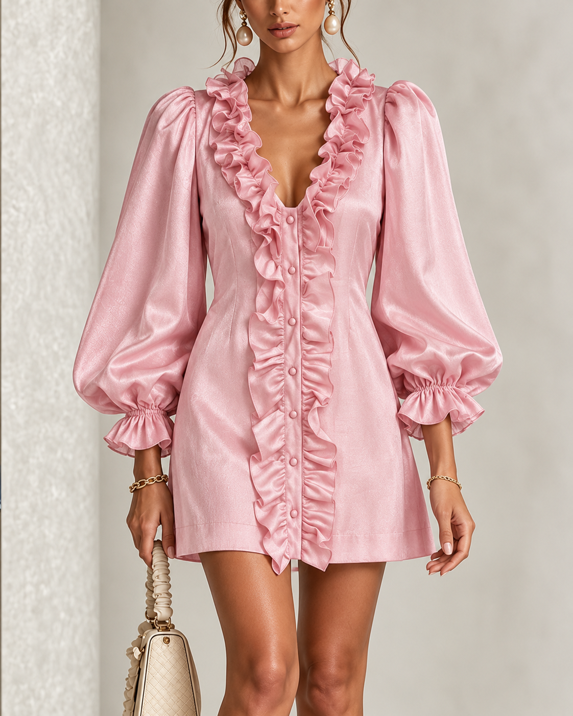 Carolyn™ | Elegant Tummy-Control Mini Dress with Ruffles 4