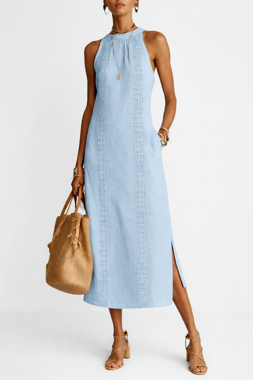 CELINE | Sleeveless Midi Dress with Lace Details