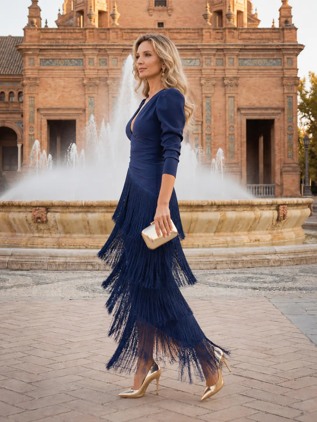 Patricia™ | Elegant Tummy-Control Dress with Fringes