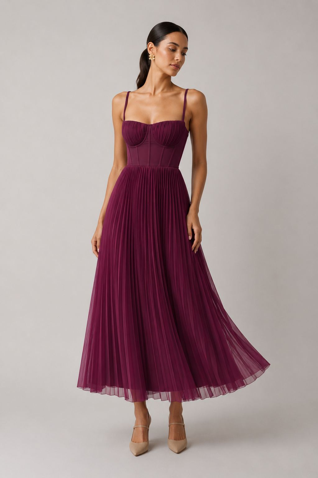 Lily™ | Elegant Tummy-Flattering Pleated Maxi Dress