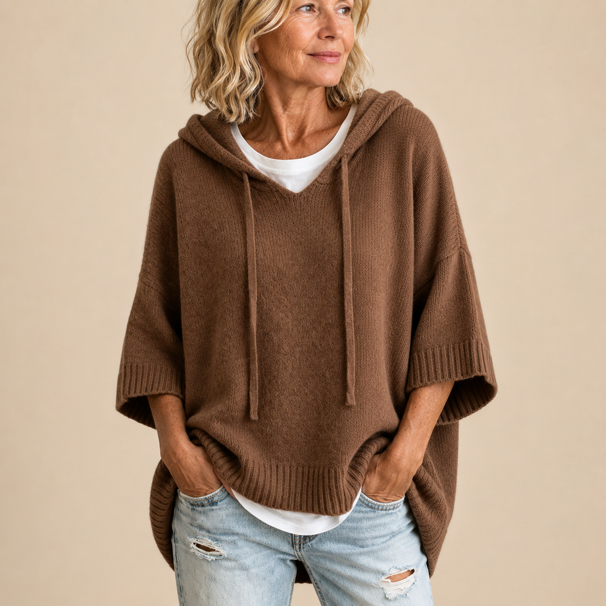 Susan™ | Cozy Knit Poncho with Hood 13