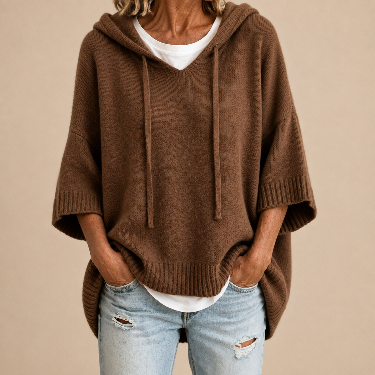 Susan™ | Cozy Knit Poncho with Hood 3