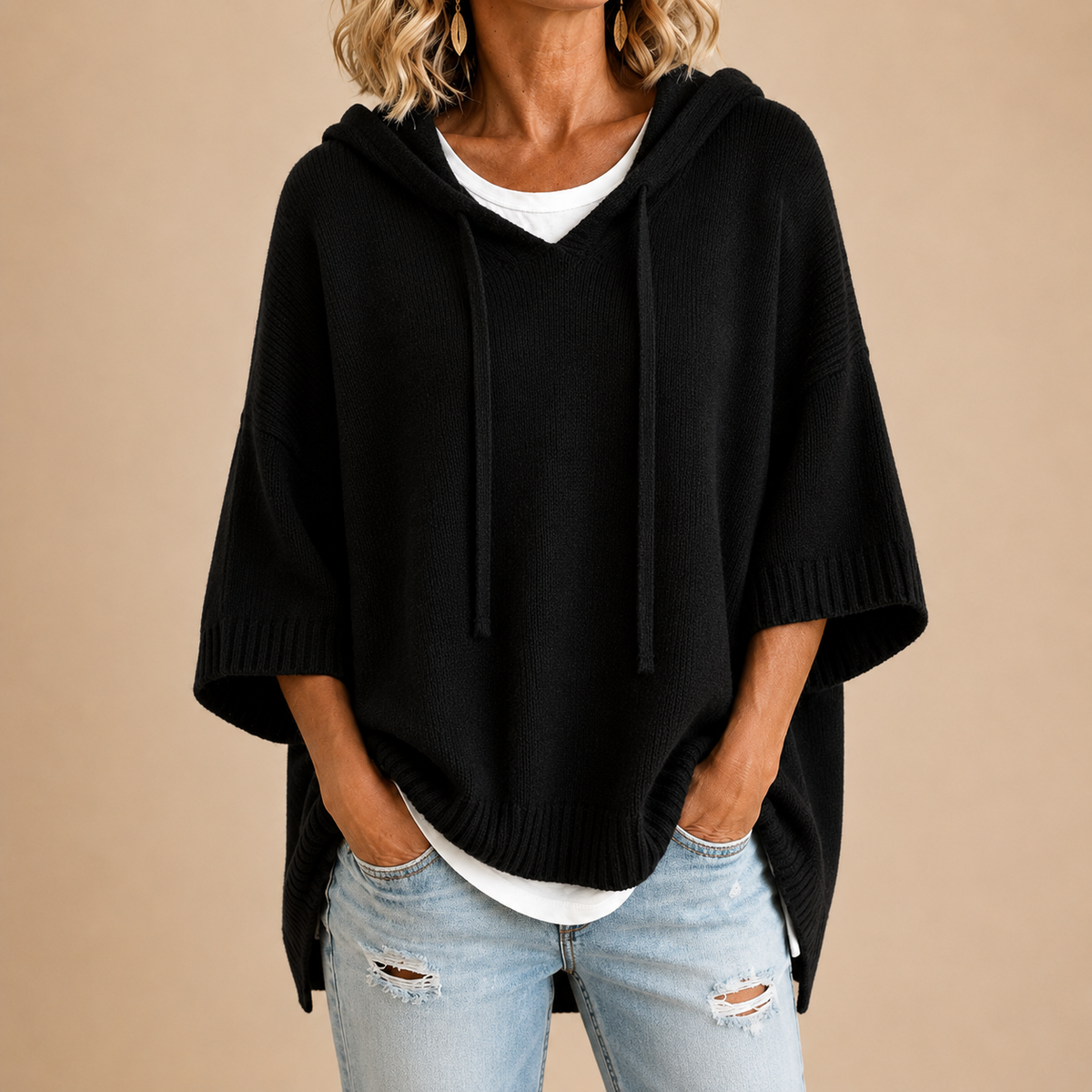 Susan™ | Cozy Knit Poncho with Hood