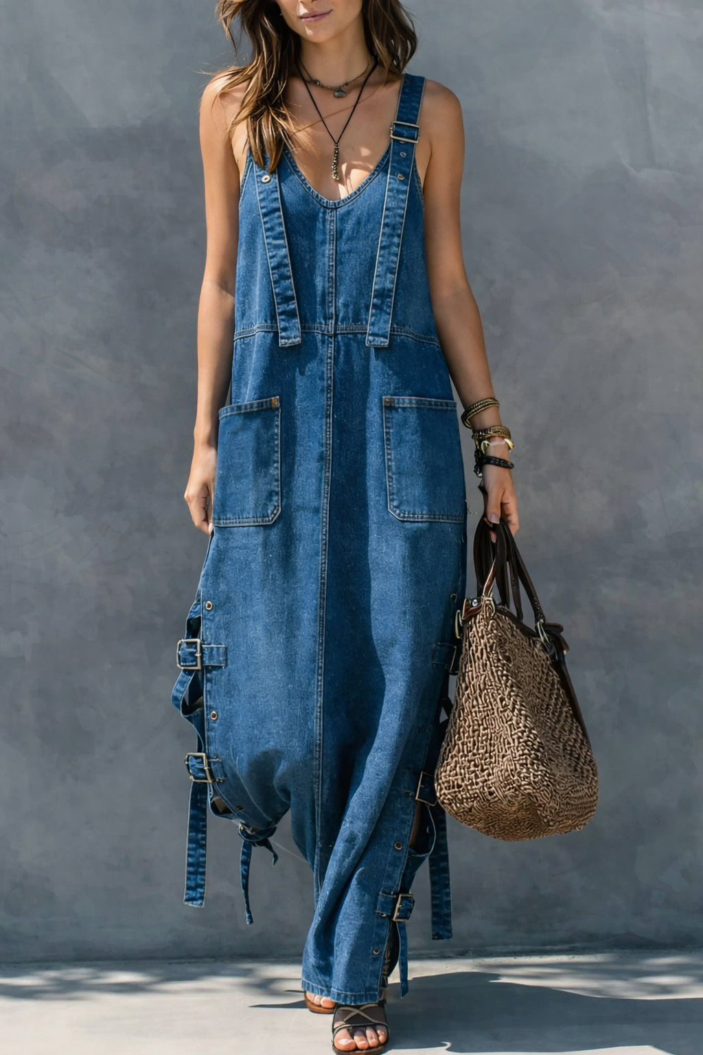 Harper™ | Denim Jumpsuit with Elastic Waist