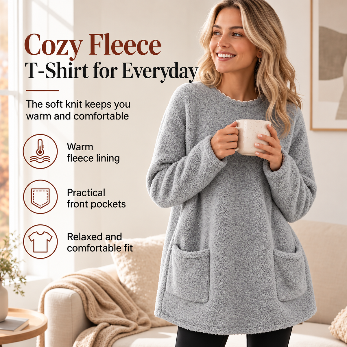 Karen™ | Warm Fleece Pullover with Large Front Pockets (1+1 FREE)