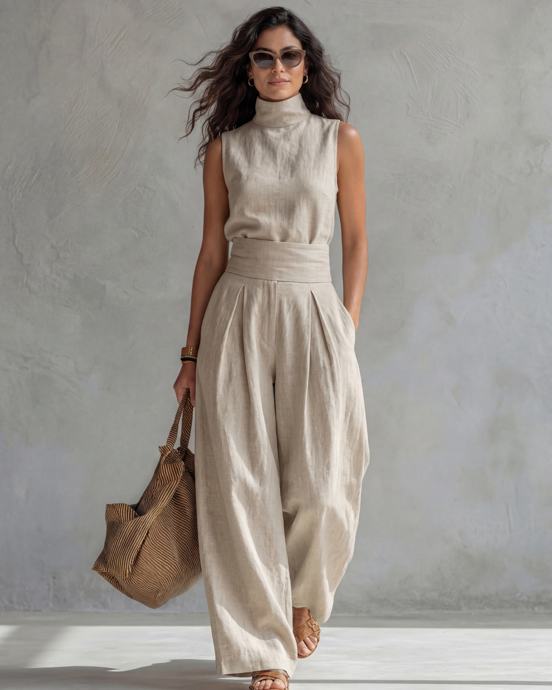 Mia | Set with a stand-up collar top