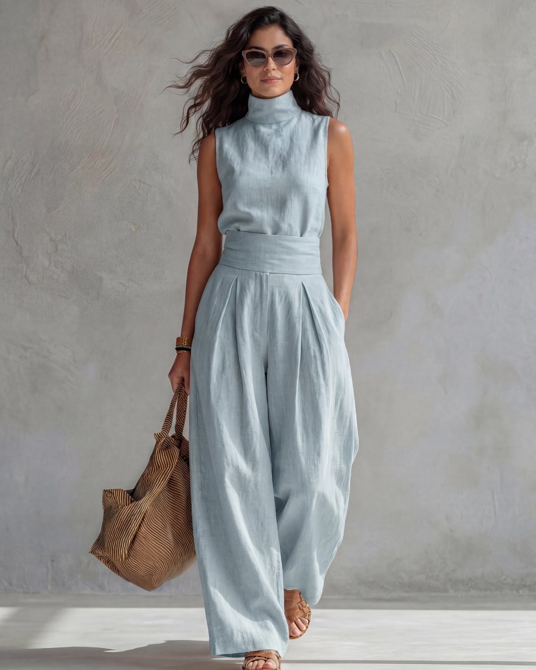 Mia | Set with a stand-up collar top
