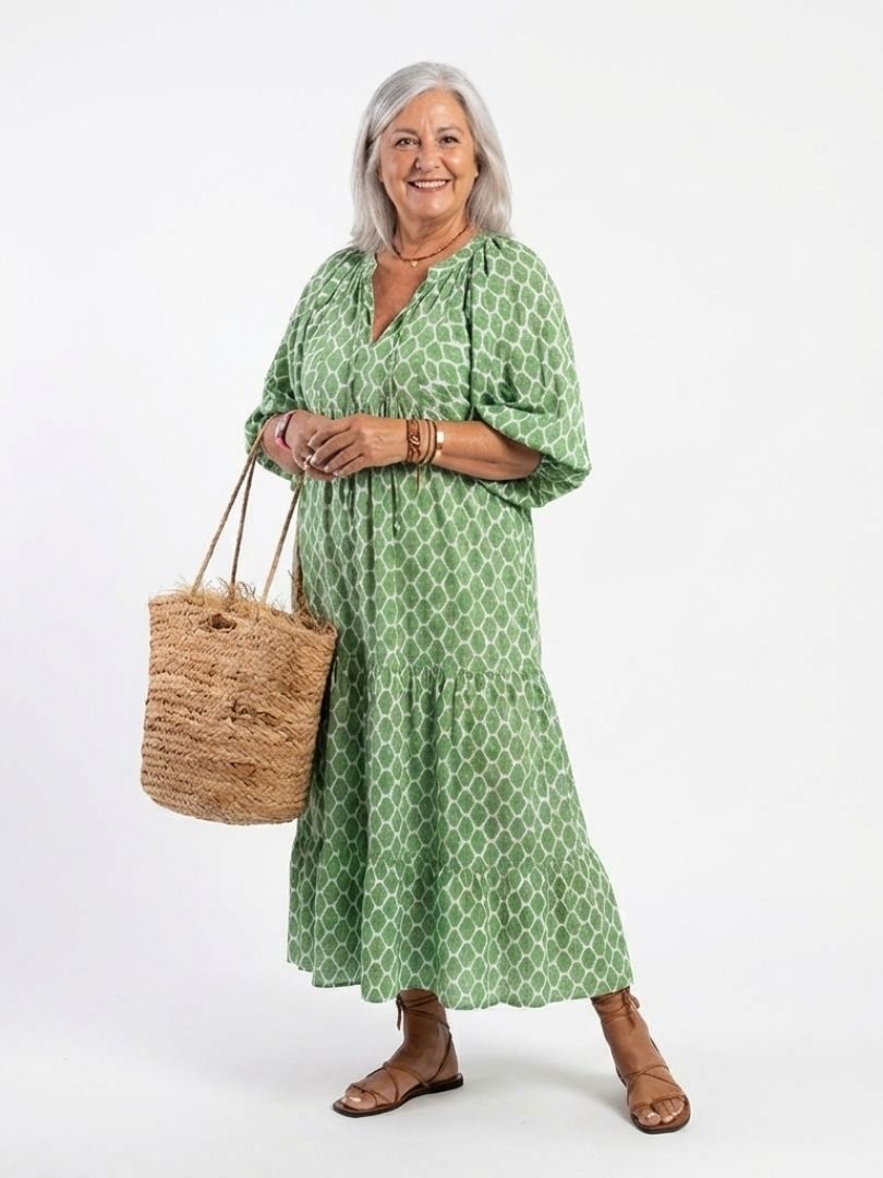 Apolline™ | Tummy-Flattering Patterned Midi Dress