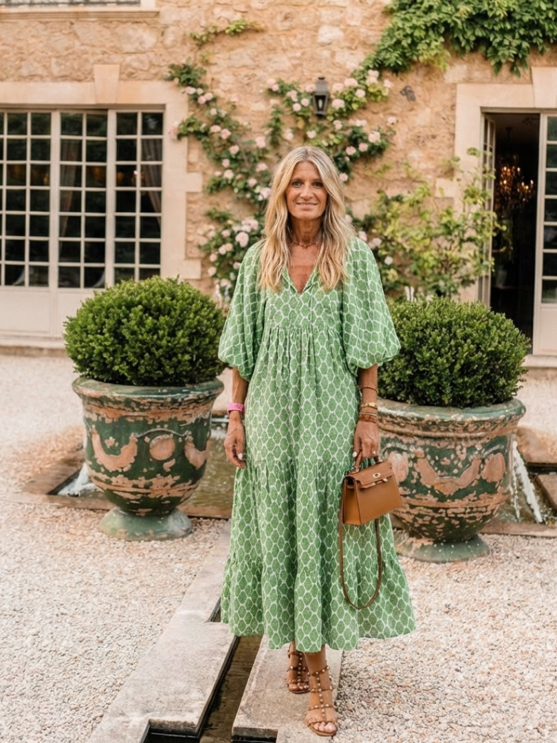 Apolline™ | Tummy-Flattering Patterned Midi Dress