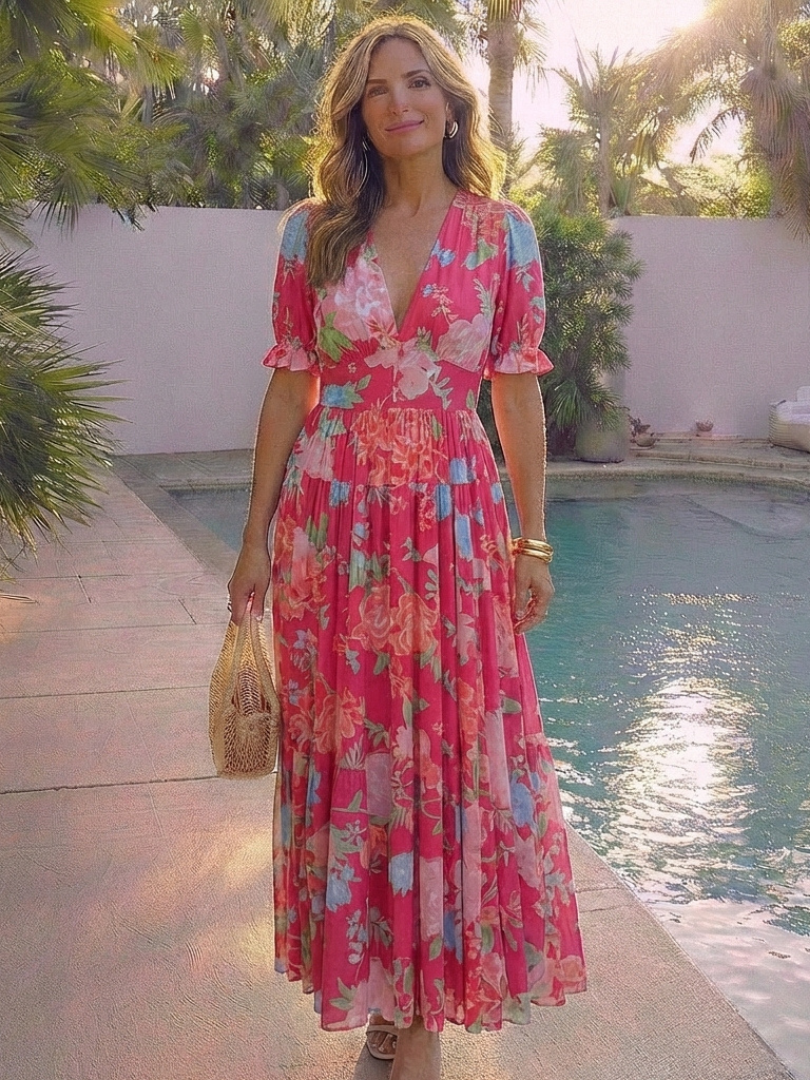 Ione™ | Tummy-Flattering Floral Midi Dress