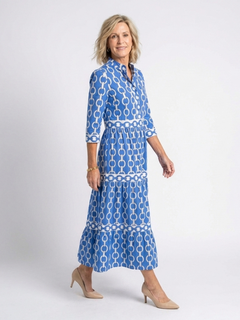 Ysolde™ | Tummy-Flattering Patterned Midi Dress