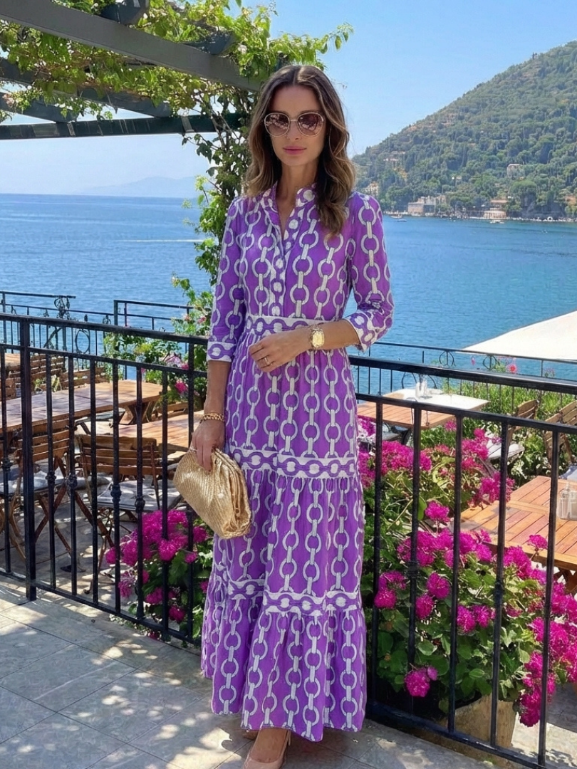 Ysolde™ | Tummy-Flattering Patterned Midi Dress