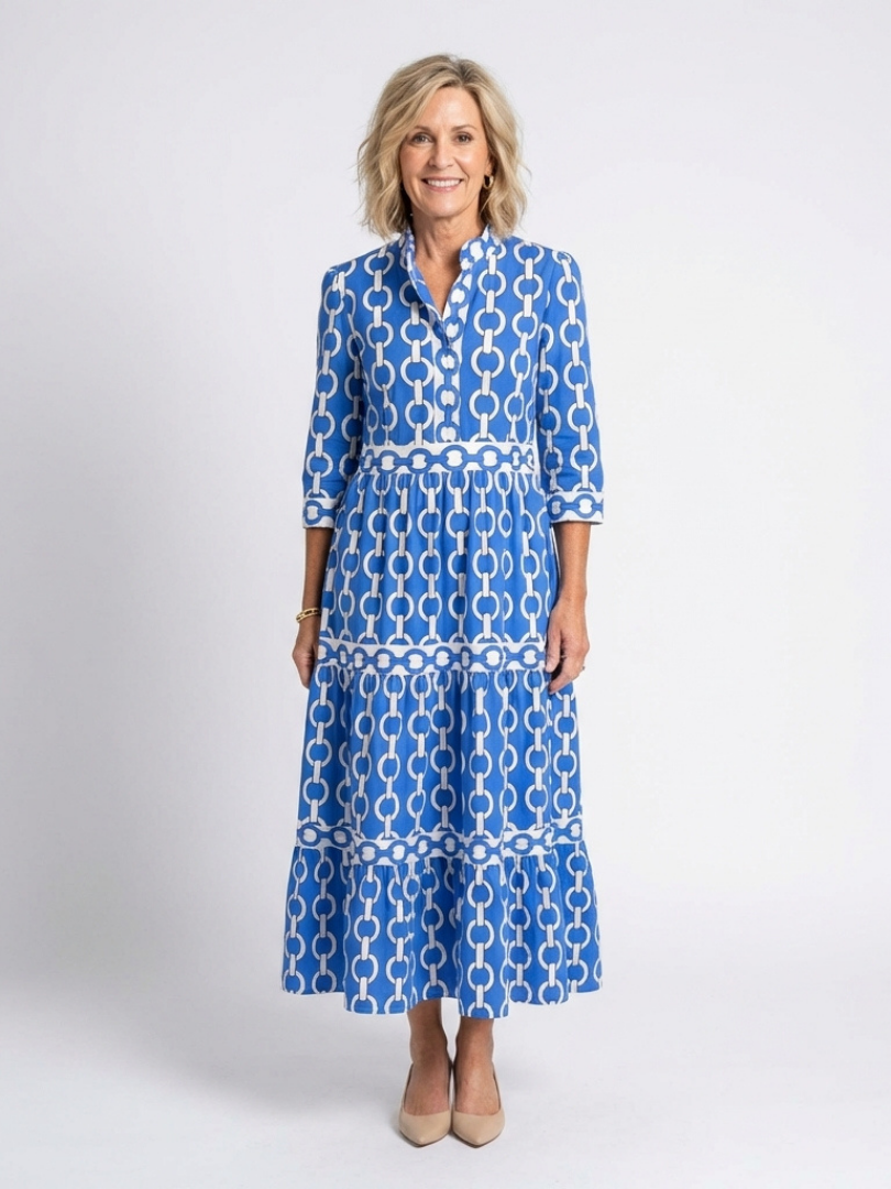 Ysolde™ | Tummy-Flattering Patterned Midi Dress