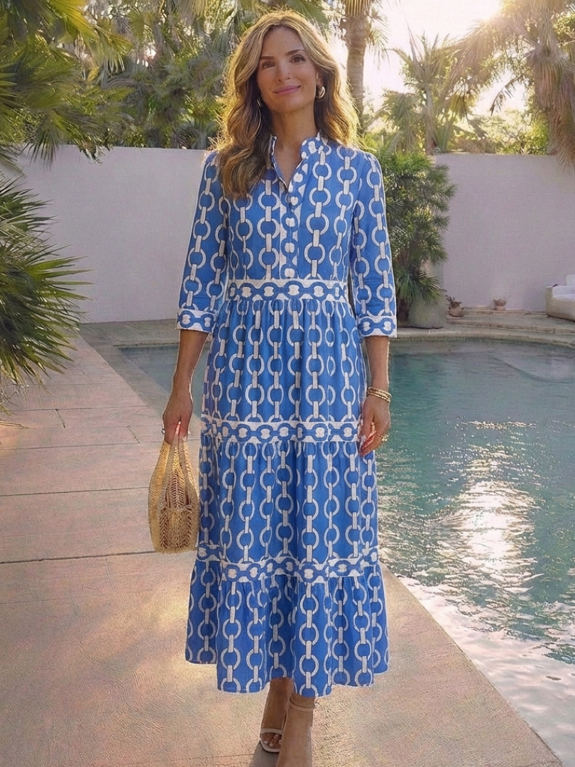Ysolde™ | Tummy-Flattering Patterned Midi Dress