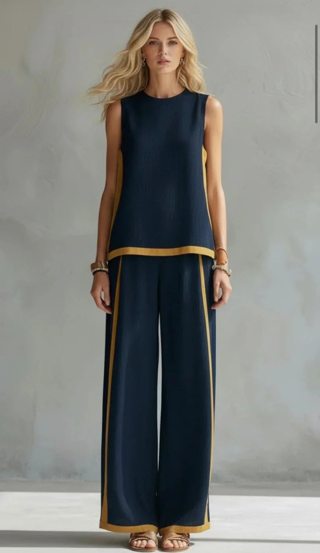 Ursula - Elegant and Casual Set of Vest and Pants with Bicolor Finishes
