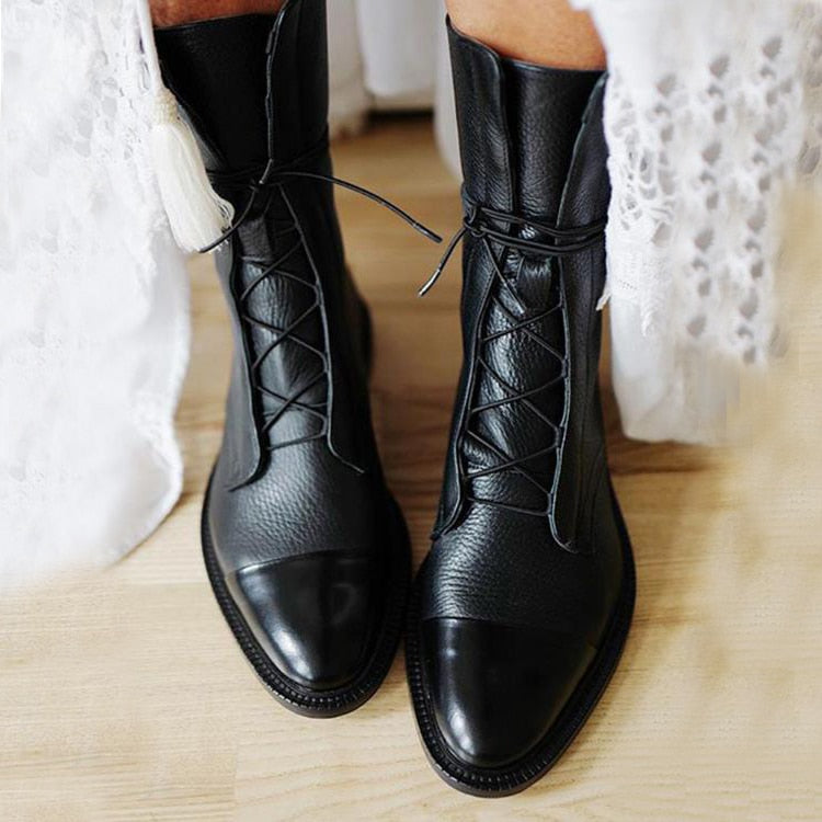Debra™ | Lace-Up Leather Ankle Boots 10