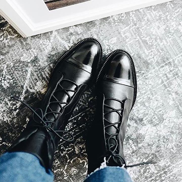 Debra™ | Lace-Up Leather Ankle Boots 6