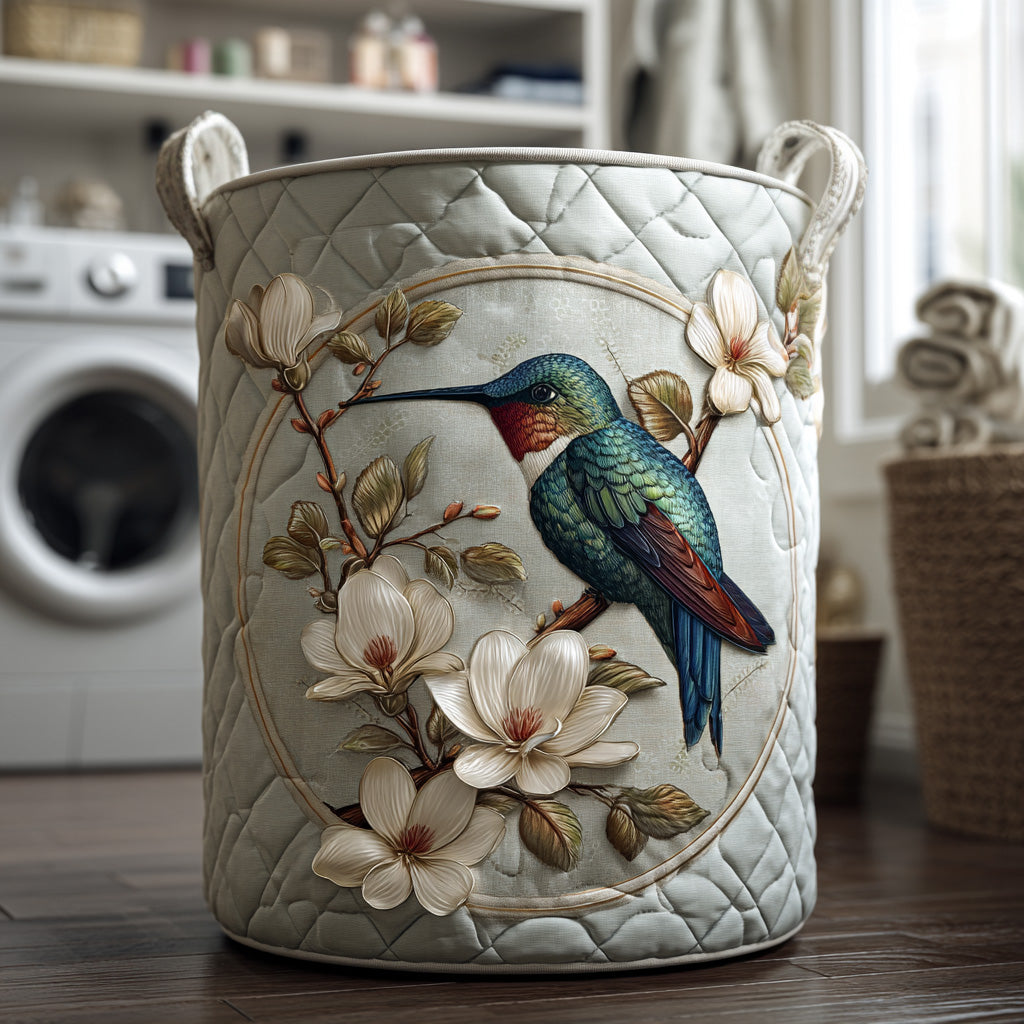 DAISY | HUMMINGBIRD QUILTED LAUNDRY BASKET