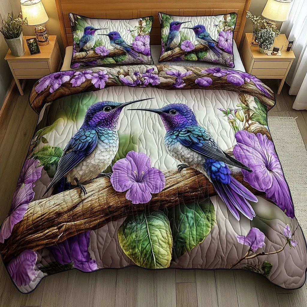 3-Piece Quilted Bed Set – Bird Sanctuary