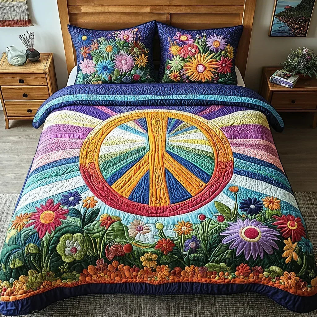 Quilted 3-Piece Bed Set – Tie-Dye Dreams