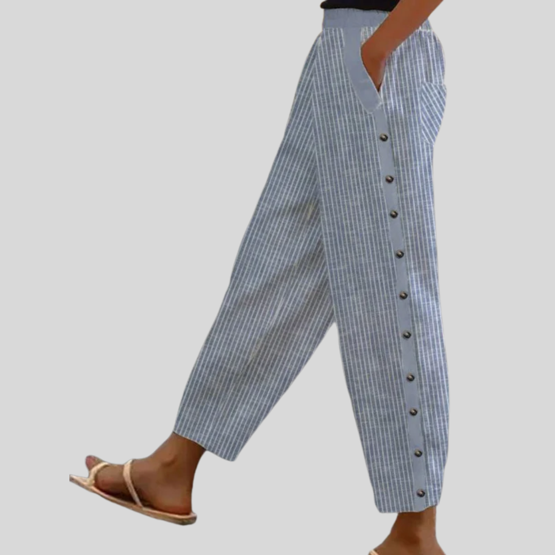 Linaya - Striped Pants with Buttons