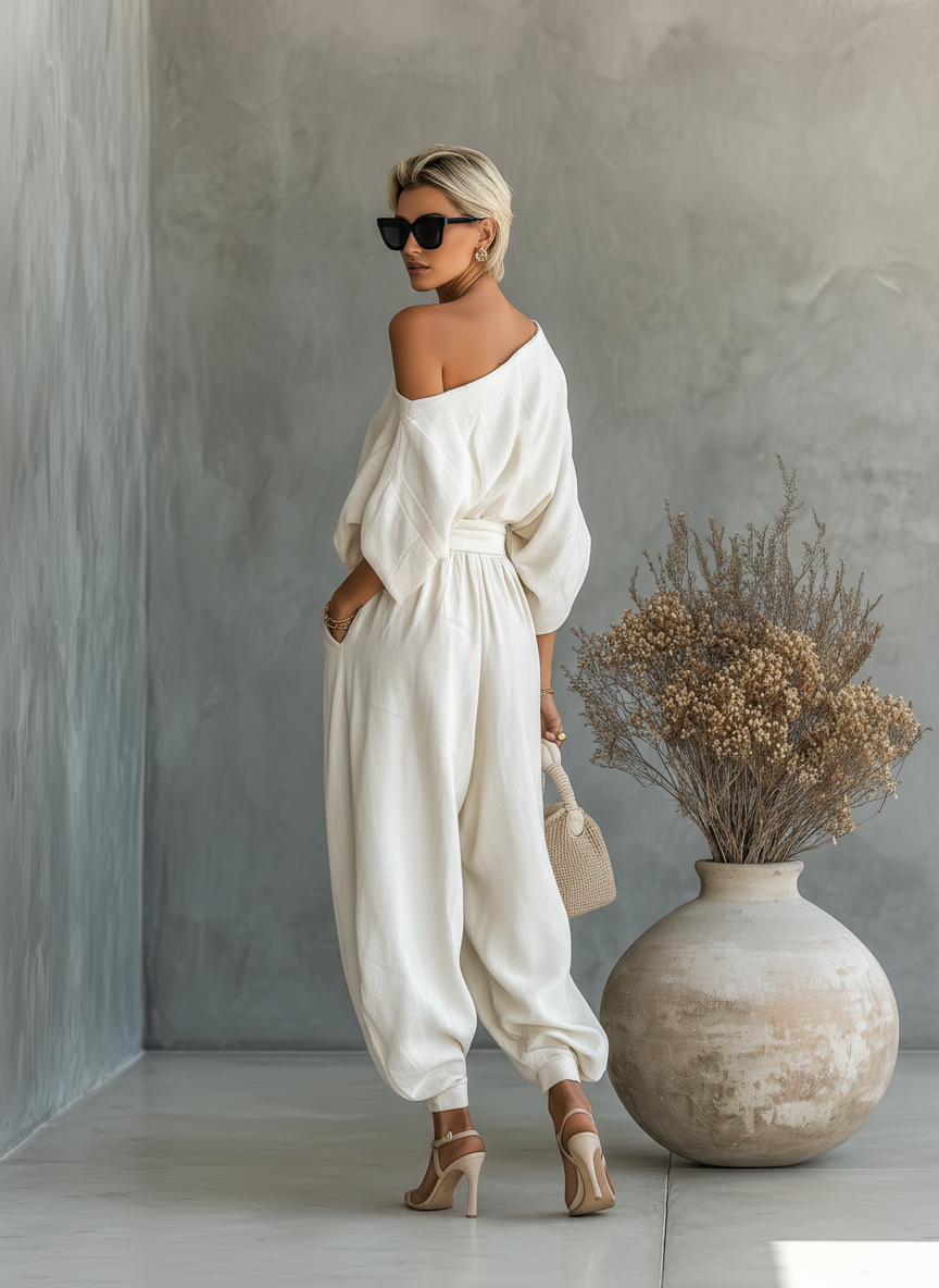 Lisa | Off-Shoulder Soft Top and Fitted Pants Set