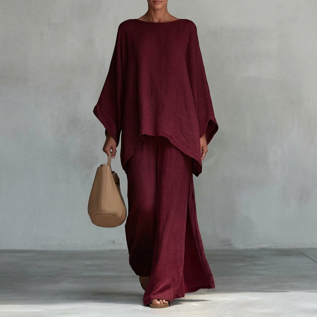 Cristina | Two-Piece Set with Long Sleeves and Wide Pants