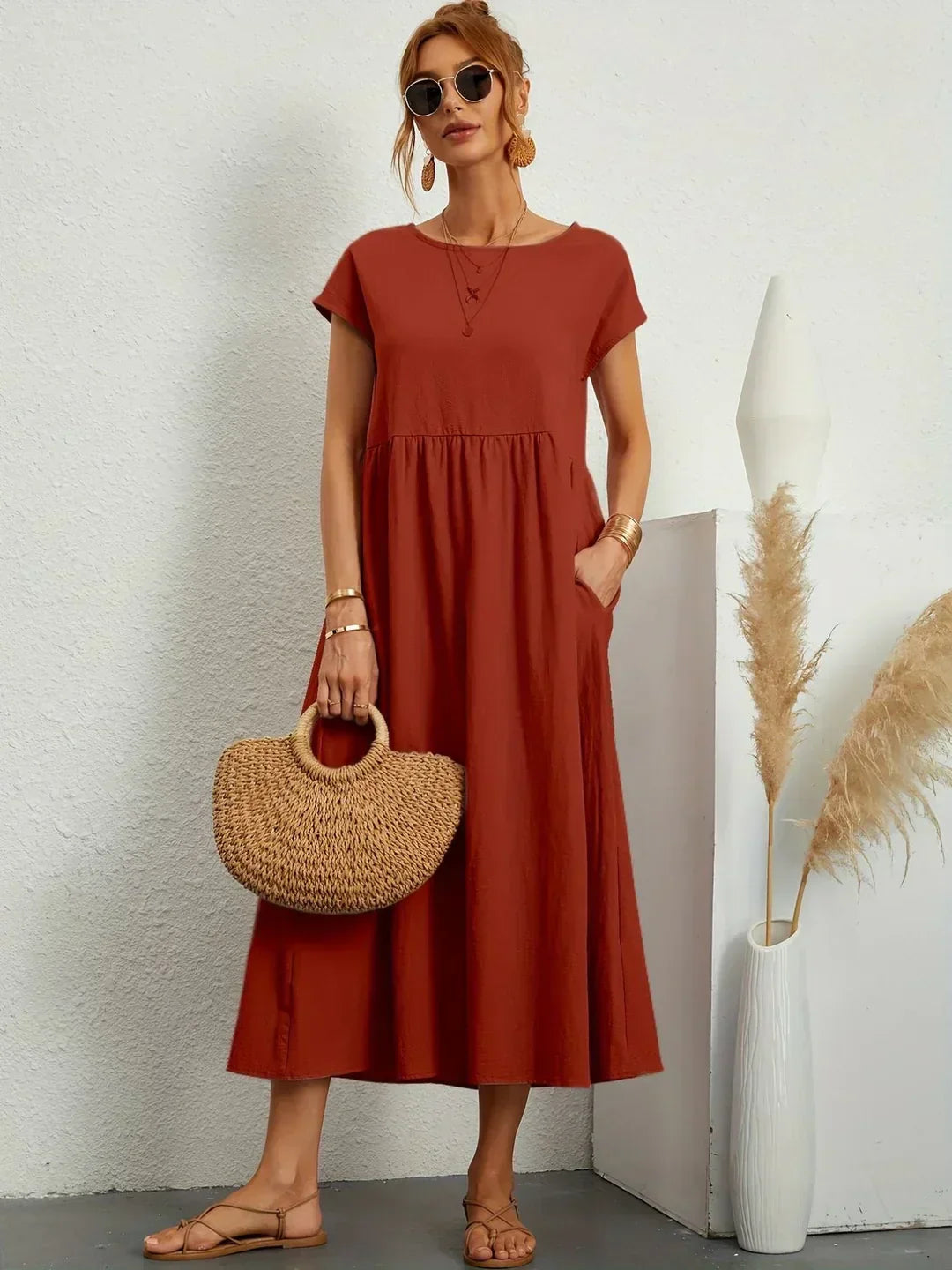 Gabriela™ | Fluid midi dress of timeless elegance