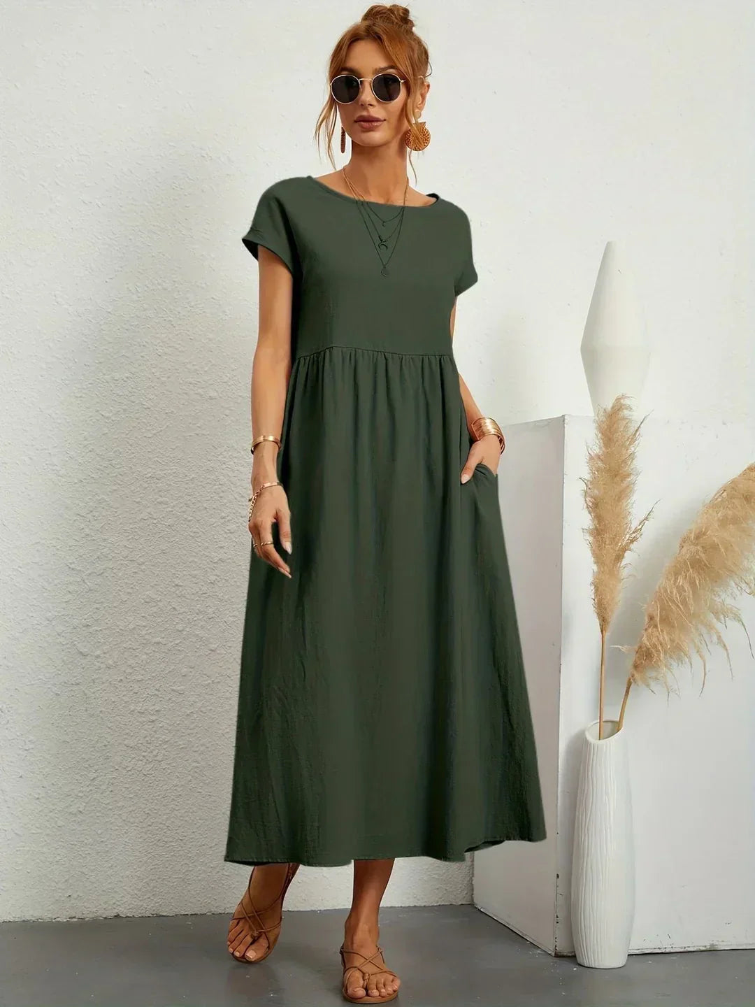 Gabriela™ | Fluid midi dress of timeless elegance