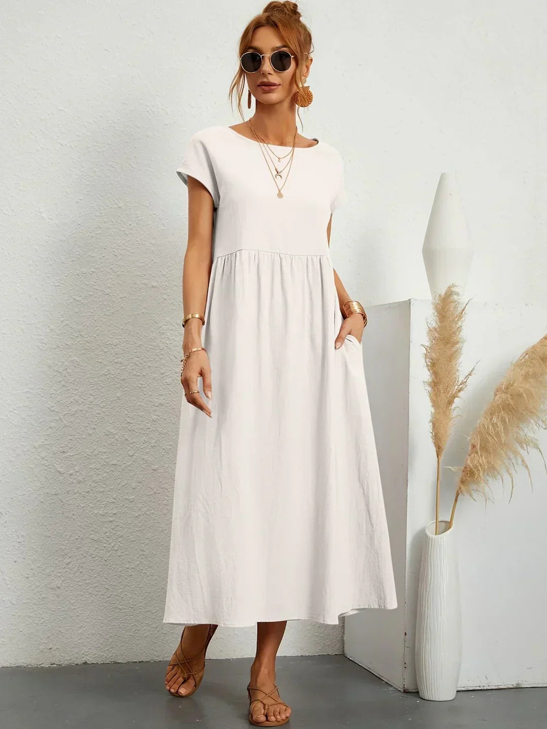 Gabriela™ | Fluid midi dress of timeless elegance