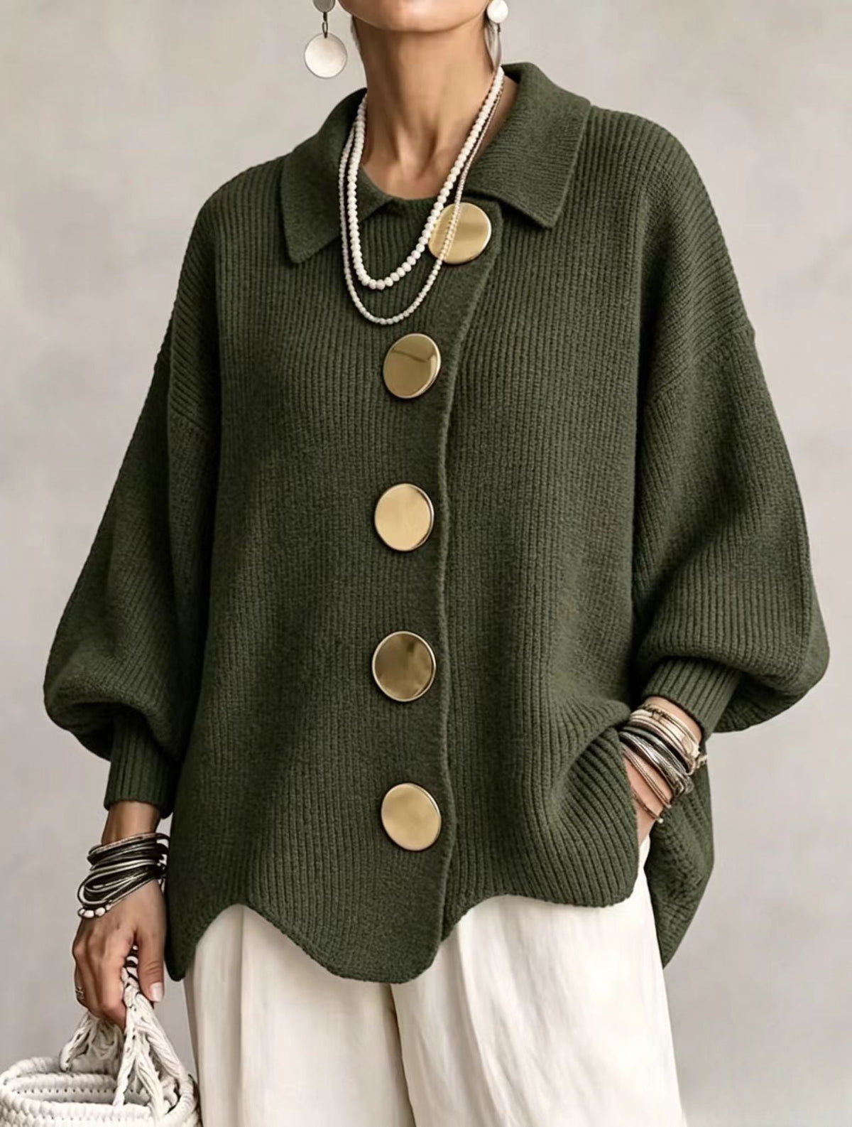 Stella™ | Elegant Oversized Cardigan with Large Gold Buttons 6