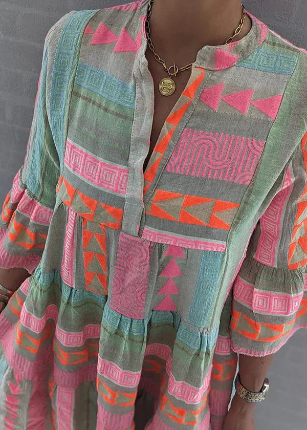 Ava™ | Summer Hemp Dress with V-Neck