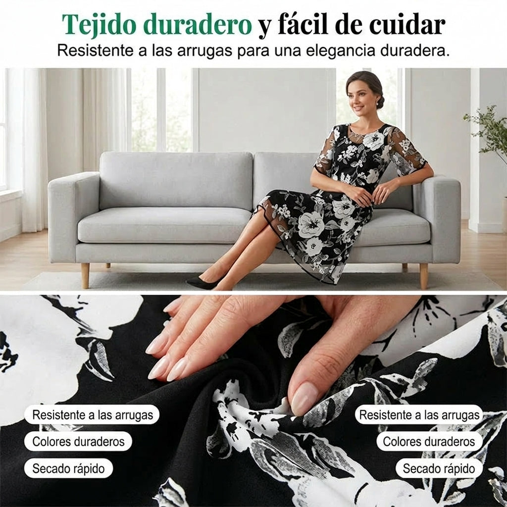 Elisa - Elegant Floral Chiffon Dress