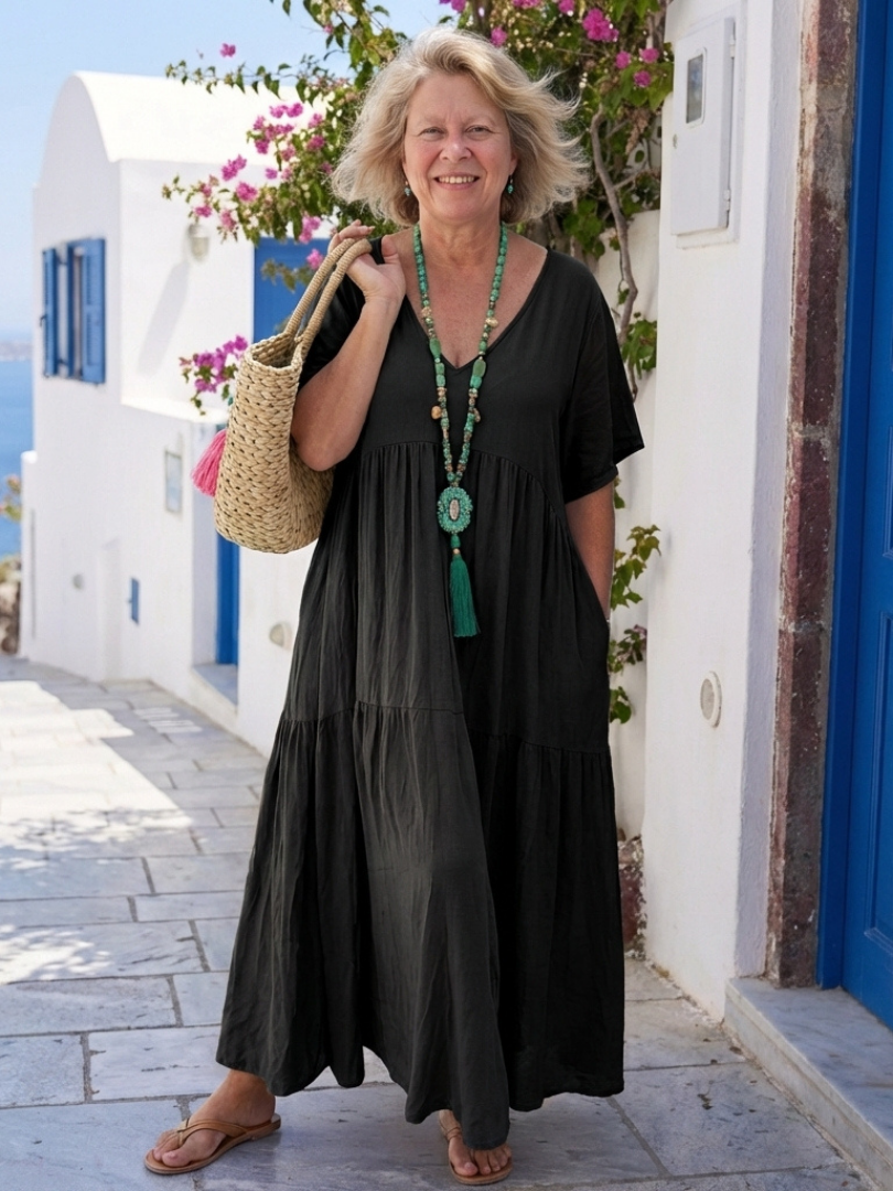 Natalie™ | Tummy-Flattering Layered Maxi Dress