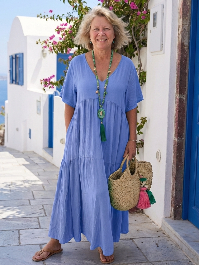 Natalie™ | Tummy-Flattering Layered Maxi Dress
