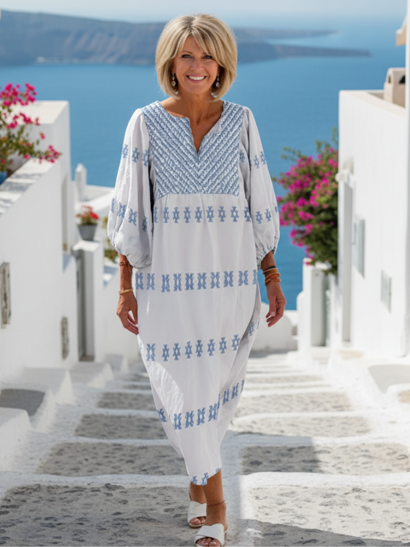Chloe™ | Tummy-Flattering Embroidered Maxi Dress