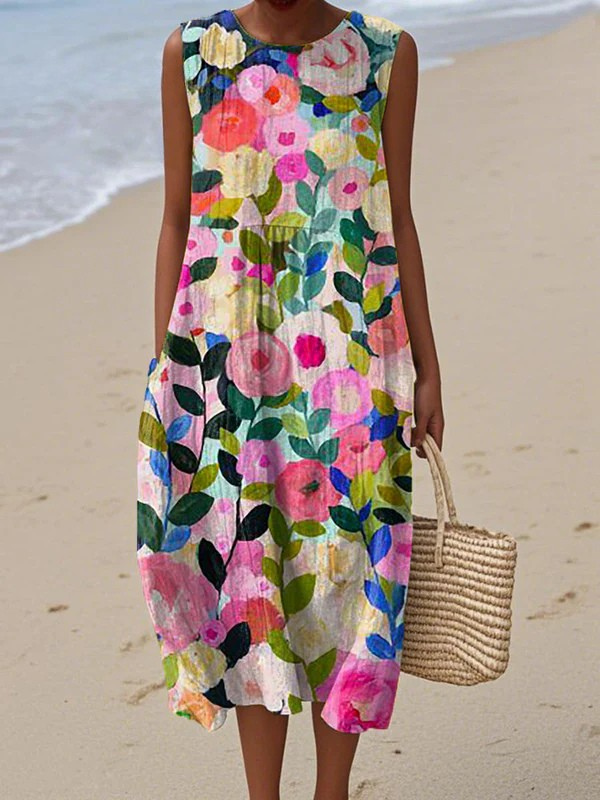 Sigrid | Floral Midi Dress in Cotton Blend