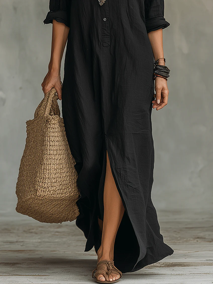 Soline | Maxi dress with buttons and relaxed V-neck